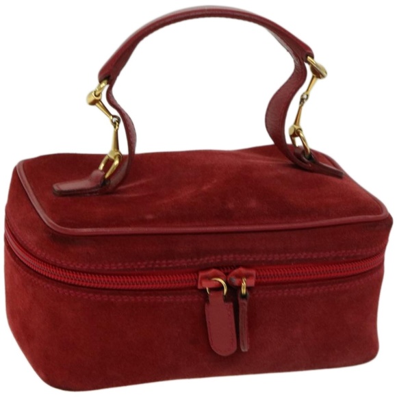 GUCCI Vanity Cosmetic Pouch Suede Red 032 1705 0141 Auth 66538 - Picture 1 of 16